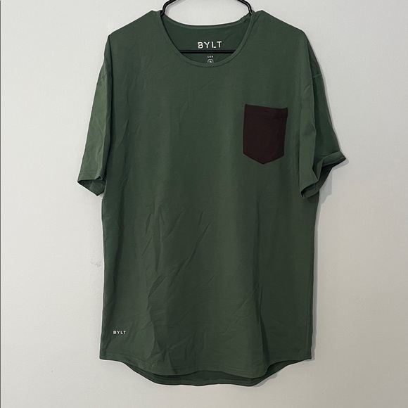 Men's Bylt Green T-Shirt with Black Pocket - Picture 1 of 3